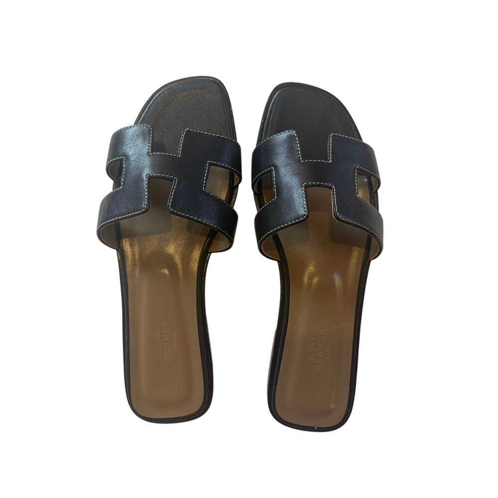 Hermes Oran Black Shoes - Size 39 (US 8)